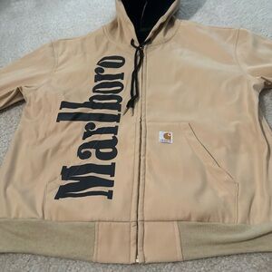 Marlboro Tan and Black Hooded Jacket